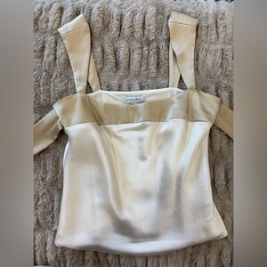 Gianni Bini Cream Satin Off-Shoulder Top